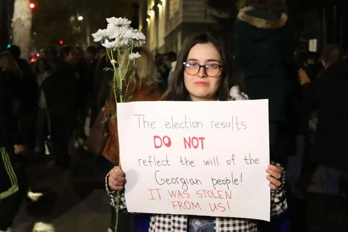 Students protesting in Tbilisi