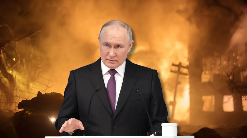 Изображение Владимира Путина совещается относительно войны с шаманами