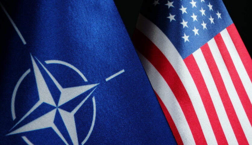 Trump with money icon under NATO